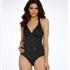 Freya Black and Gold Polka Dot Halter Suit